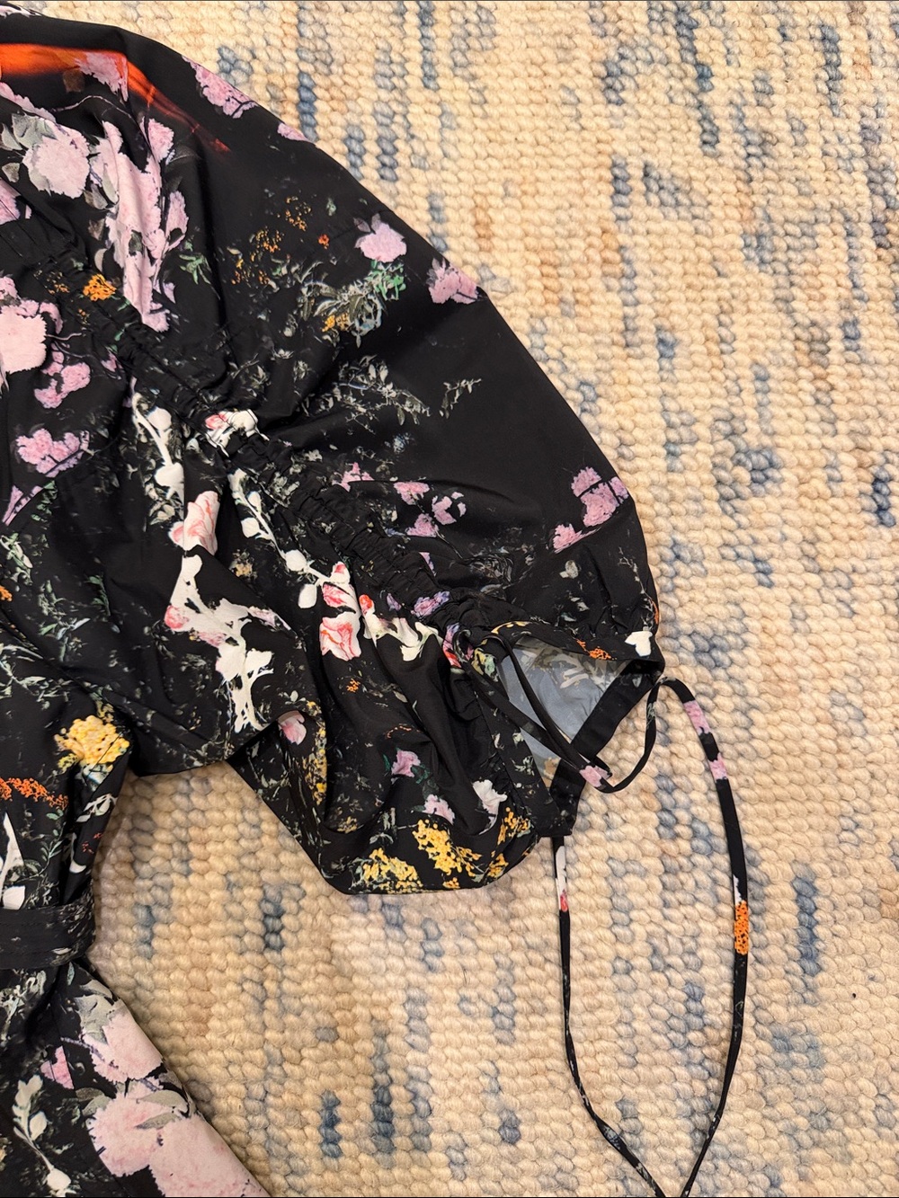 3.1 Phillip Lim Black Floral Pleated Dress with Pink & Green Accents - Picture 4 of 11